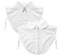 Mabor 2Pcs Fake Collar for Women, Faux False Detachable Dickey Collar Half Shirts for Women Ladies Graduation Daily Wear, White