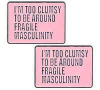 Mabor 2Pcs I'm Too Clumsy To Be Around Fragile Masculinity Enamel Pin, Feminist Art Badge for Men Women, Funny Backpack Pins, Lapel Pin, Brooches Pins for Hats Caps Clothes Vest Jackets