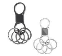 Mabor 2Pcs Keychain Quick Release Key Ring Key Fob Clip with 8Pcs Detachable Keyrings for Men Women Silver & Black Zinc Alloy Heavy Duty Car Keychain Organizer