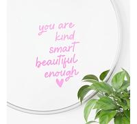Mabor 2Pcs Pink Mirror Decals, You are Kind Smart Beautiful Enough Vinyl Stickers for Bathroom Positive Affirmation Stickers for Women Girls Home Living Room Bedroom Decoration