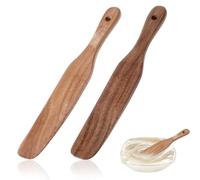 Mabor 2Pcs Wooden Spatula for Cooking, Sourdough Spatula Kitchen Tools Wooden Spurtle with Hanging Hole