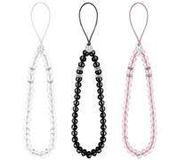Mabor 3 Pcs Phone Bracelet Strap Beaded Phone Lanyard Wrist Straps Crystal Cell Phones Lanyards Hand Wrist Lanyard Strap Beaded for Womens