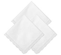 Mabor 3 Pcs White Handkerchiefs for Women, Lace Edges Ladies Hankies | Elegant Scalloped Soft Cotton Blend Floral Pocket Square for Wedding, Bride Gifts, Funeral & Daily Use, 12.2 x 12.2 Inch