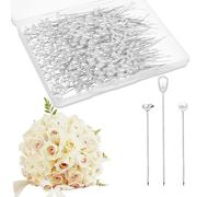 Mabor 300Pcs Straight Pins Sewing, 2.1 Inch Diamond, Round/Teardrop Pearl Head Decorative Pins, Corsage Boutonniere Pin for Wedding Flower Bouquet Jewelry Ornaments Attaching Crafts