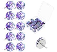 Mabor 30pcs Purple Pin Board Pins, Push Pins for Cork Board, Decorative Thumb Tacks, Shine Bright Like A Diamond, Diamond Cute Pushpins for Pinboard