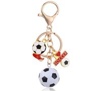 Mabor 3D Football Keyring, Black White Football Charm for Backpack Keys Accessories Fans Gift