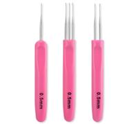 Mabor 3Pcs Dreadlock Crochet Hooks, Dreadlock Needle Tool for Craft, Crochet Hook for Hair Braid Tool with Ergonomic Handle 0.5mm 1&2&3 Hook