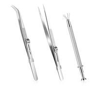 Mabor 3Pcs Piercing Ball Grabber Tool Set, Piercing Tools for Changing Jewelry Stainless Steel Jewelry Locking Tweezers for Tiny Objects IC Chip Electronic Components