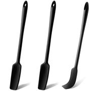 Mabor 3Pcs Silicone Jar Spatula Long Handle Jar Scraper for Baking Cooking Non Stick Heat Resistant Skinny Spatula Scraper for Jars Peanut Butter Kitchen Accessories 11.2 Inches