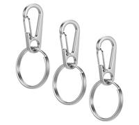 Mabor 3PCS Spring Keychain Clips, Zinc Alloy Carabiner Hooks Silver- Small Durable Key Rings for Keys, Backpack, Purse, Dog Leash & Outdoor Gear (5.6x2.8cm)