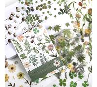 Mabor 400Pcs Plants Floral Stickers for Scrapbooking Scrapbook Stickers Kit Vintage Fern Flowers Green Transparent Waterproof Labels Book for Aesthetic Junk Journal Journaling Craft Supplies