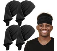 Mabor 4Pcs Dreadlock Cap, Elastic Dreadlock Tube Bands for Men Women, Elastic Long Hair Dread Loc Cap Braid Head Wraps Headbands for Dreads Accessories, Black