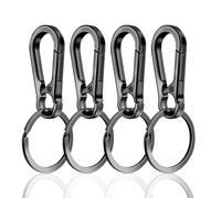 Mabor 4Pcs Small Keychain Clip Metal Keychain Hooks Black Key Ring Clips for Car Keys Purse Heavy Duty Keychain Holder for Purse Charm Hook Keyring with Clip for Men Women