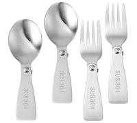 Mabor 4pcs Stainless Steel Folding Spoon and Fork Set, Portable Travel Utensils for Lunch Box, Camping, Picnic & Outdoor Activities