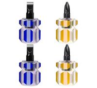 Mabor 4Pcs Stubby Screwdriver, Mini Short Screwdriver with Flat Head and Phillips Head Tiny Stubby Tools Sewing Notions for Sewing Machines, Yellow & Blue