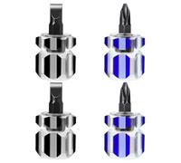 Mabor 4Pcs Stubby Screwdriver, Mini Short Screwdriver with Flat Head and Phillips Head Tiny Stubby Tools Sewing Notions for Sewing Machines, Black & Blue