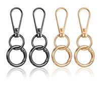 Mabor 4Pcs Swivel Clasp Clip Metal Swivel Snap Hook Double Opening Key Chain Clip Hooks with O Key Ring for DIY Crafts Jewelry Clasps Lanyards Making Gold & Black