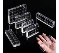 Mabor 6Pcs Acrylic Blocks for Stamping, Acrylic Stamp Blocks, Clear Stamping Tools Set with Grid Lines for Scrapbooking DIY Crafts Card Making, Assorted Sizes