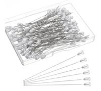 Mabor 75mm/3Inch Straight Pins Sewing, 100Pcs Pearl Head Decorative Pins, Teardrop Corsage Boutonniere Pin for Wedding Flower Bouquet Jewelry Ornaments Attaching Dressmaker Crafts