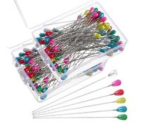 Mabor 75mm/3Inch Straight Pins Sewing, 200Pcs Pearl Head Decorative Pins, Colored Teardrop Corsage Boutonniere Pin for Wedding Flower Bouquet Jewelry Ornaments Attaching Dressmaker Crafts