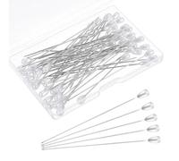 Mabor 75mm/3Inch Straight Pins Sewing, Pearl Head Decorative Pins, 50Pcs Teardrop Corsage Boutonniere Pin for Wedding Flower Bouquet Jewelry Ornaments Attaching Dressmaker Fabric Crafts