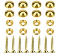 Mabor 8Pcs Decorative Screws with Caps, Pure Brass Mirror Fixing Screw Covers Gold Upholstery Tacks Self Tapping Screws for Furnitures Cabinet Mirrors Fixing Repairing