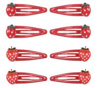 Mabor 8Pcs Strawberry Hair Clip Red Metal Snap Fruit Hair Clips Hair Barrettes Cute Strawberry Hair Accessories for Girls Toddlers Kids Teens Gifts