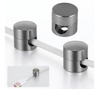 Mabor Charger Cord Holder for Nightstand, Cable Anchors for Desk, Aluminum Wire Organizers 2-in-1 Black Adhesive Cord Clips Charger Cable Management for Office Home Desktop Wall