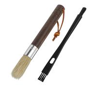 Mabor Coffee Brush Set - Natural Bristle & Wood Handle, Professional Espresso Grinder Cleaning Tools with Dual-Head Brush