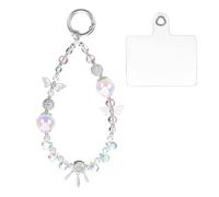 Mabor Crystal Beaded Phone Wrist Strap Charm for Women Sparkling Wristlet Bracelet Cute Cellphone Lanyard with Metal Phone Tether Tab, Pink