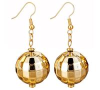 Mabor Disco Ball Earrings for Women Mirrorball Earrings 70s Mirror Ball Earrings Gold Ball Earrings Disco Accessories Vintage Earrings for Dance Disco Party Costume Accessories