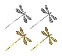 Mabor Dragonfly Hair Clip, Gold & Silver Antique Decorative Bobby Pins for Prom Birthday Party Wedding Retro Hair Styling Pins Accessories for Women Girls Bride French Hairpins