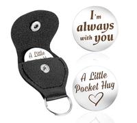 Mabor Pocket Hug Coin Pocket Hug Keychain Holder Stainless Steel Double Sided Coin I'm Always with You Graduation Gifts for Him Her Boyfriend Girlfriend Long Distance Keepsake