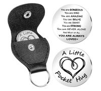 Mabor Pocket Hug Token Stainless Steel Pocket Hugs for Friends Little Coin with Keyring Keepsake Gifts Double Sided Encouragement Inspirational Gifts for Depression for Men Women