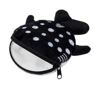 Mabor Shark Coin Purse - Cute Kawaii Plush Animal Pouch, 4.3" Wide Zipper Opening Change Wallet for Women, Small Funny Sea Cartoon Bag Charm & Earphone Holder, Black