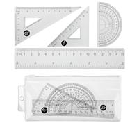 Mabor Small Maths Set,Clear Ruler and Protractor,Fast to Read Easy to Carry,15cm Ruler,Small Ruler include Protractor,Triangle Rule,Geometry Set,Multifunctional Ruler School Office Home Supplies