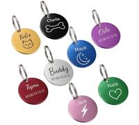 mabouteille.fr Personalised Dog Cat Tag - Laser Engraved First Name & Logo on the Front, 3 Lines on the Back, 10 Colours [ Personalised Dog Cat Collar]