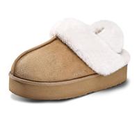 Mabove Slippers Womens Memory Foam Suede Ladies Lightweight Platform Winter Warm Outdoor Slippers Indoor Shoes Chestnut 7 UK