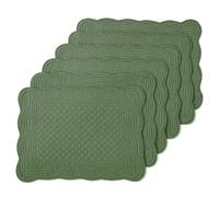 MABOZOO 100% Cotton Quilted Placemats Set of 6,Washable Cloth Table Placemats for Kitchen & Dining Table,Rectangular Olive Green Plate Mats
