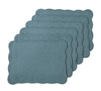 MABOZOO 100% Cotton Quilted Placemats Set of 6,Washable Cloth Table Placemats for Kitchen & Dining Table,Rectangular Teal Plate Mats (Teal, 6)