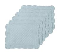 MABOZOO 100% Cotton Quilted Placemats Set of 6,Washable Cloth Table Placemats for Kitchen & Dining Table,Rectangular Light Lake Blue-Green Plate Mats