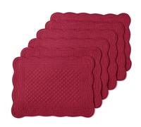 MABOZOO 100% Cotton Quilted Placemats Set of 6,Washable Cloth Table Placemats for Kitchen & Dining Table,Rectangular Red Plate Mats (Red, 6)