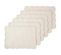 MABOZOO 100% Cotton Quilted Placemats Set of 6,Washable Cloth Table Placemats for Kitchen & Dining Table,Rectangular Linen Color Plate Mats