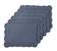 MABOZOO 100% Cotton Quilted Placemats Set of 6,Washable Cloth Table Placemats for Kitchen & Dining Table,Rectangular Navy Blue Plate Mats (Navy Blue, 6)