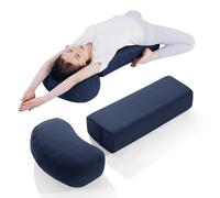 MABOZOO 2-Piece Yoga Bolster Pillow, Rectangular & Crescent Meditation Cushions with Removable Cover for Restorative Yoga, Meditation Accessories for Sitting on Floor