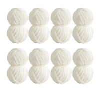MABOZOO 8 Pack Super Bulky Chunky Chenille Yarn for Hand Knitting, Big for Blanket, Large Thick Arm Knitting, Fluffy Soft Plush Jumbo Crocheting, Cream White
