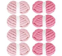 MABOZOO Assorted Chunky Yarn for Crocheting 8 Pack - Fluffy Jumbo Chenille, Soft Plush Bulky Yarn for Hand or Arm Knitting - 4 Pink & 4 Rose Red (27yds, 8 oz Each Skein)