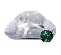 MABOZOO Glow in The Dark Cat Couch Bed, Fluffy Pet Sofa for Indoor Cat, Fuzzy Pet Sofa Bed Puppy Couch for Medium Small Dogs, Cats (24x14x12 inch, Gray)