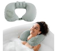 MABOZOO Inflatable Bath Pillow, Grey, Bath Pillow, Home/Bath, Neck/back support while bathing, Polyester Blend (for cover), PVC body