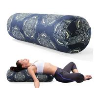 MABOZOO Round Yoga Pillow, Cylindrical Yoga Bolster Pillow with Washable Cover, Meditation Cushion Body Cushion for Practice, Restorative, Meditation (Blue print)